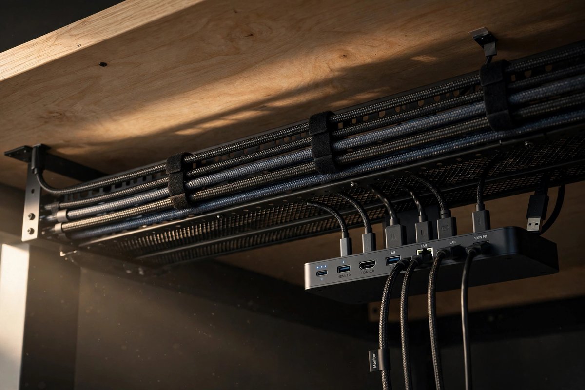 Organized desk cable management