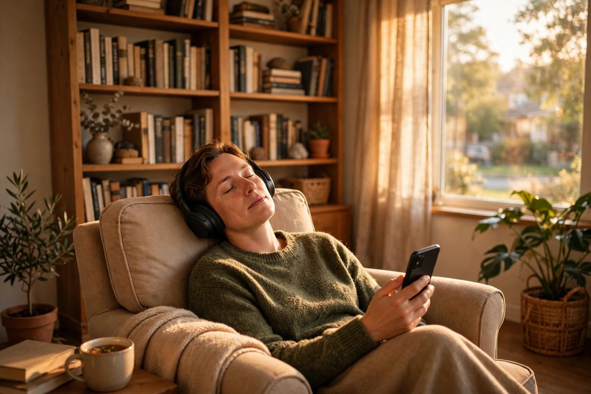 Relaxing with music and audiobooks