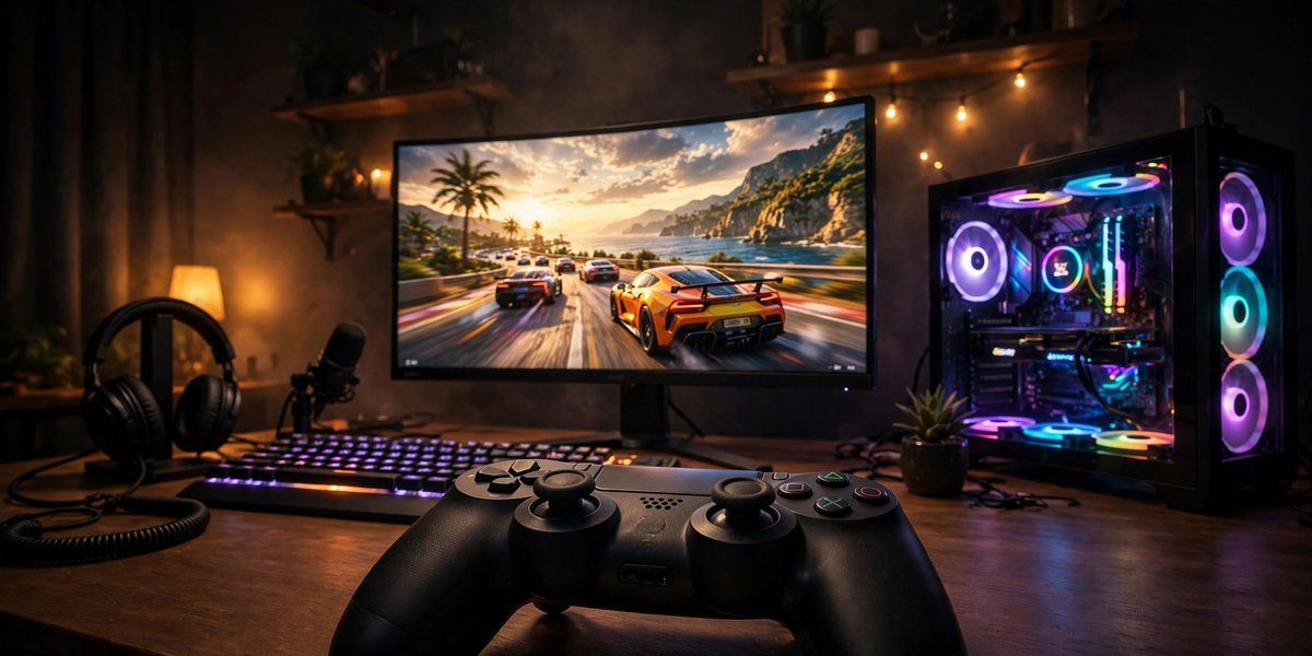 Gaming setup with controller