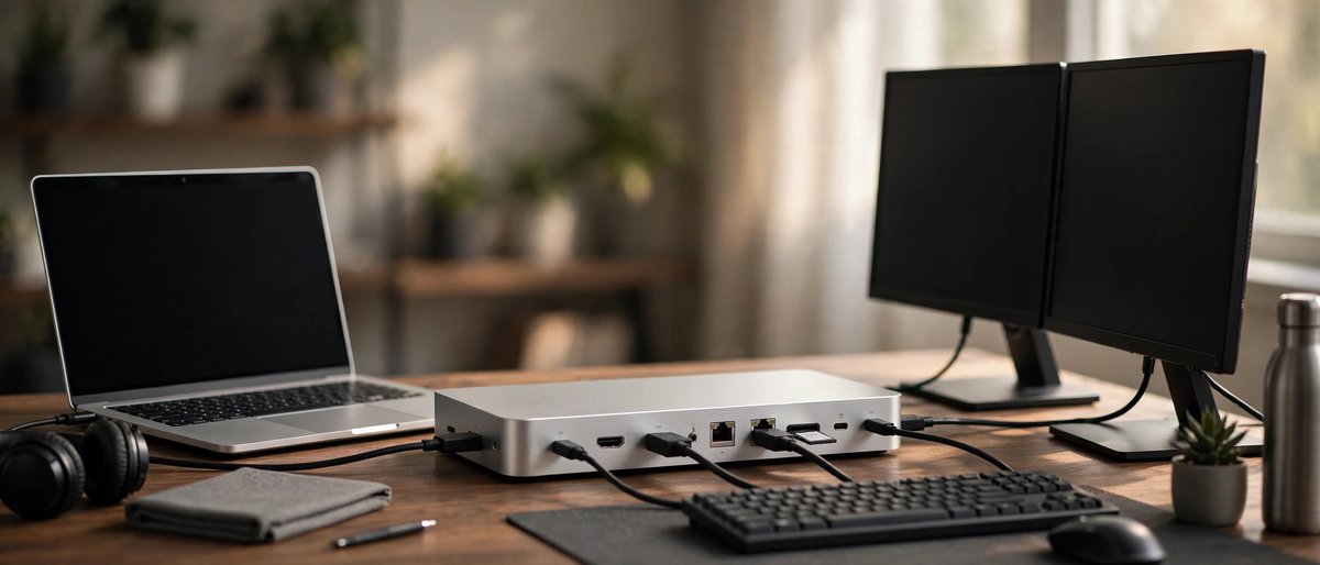 USB-C dock connected to two monitors