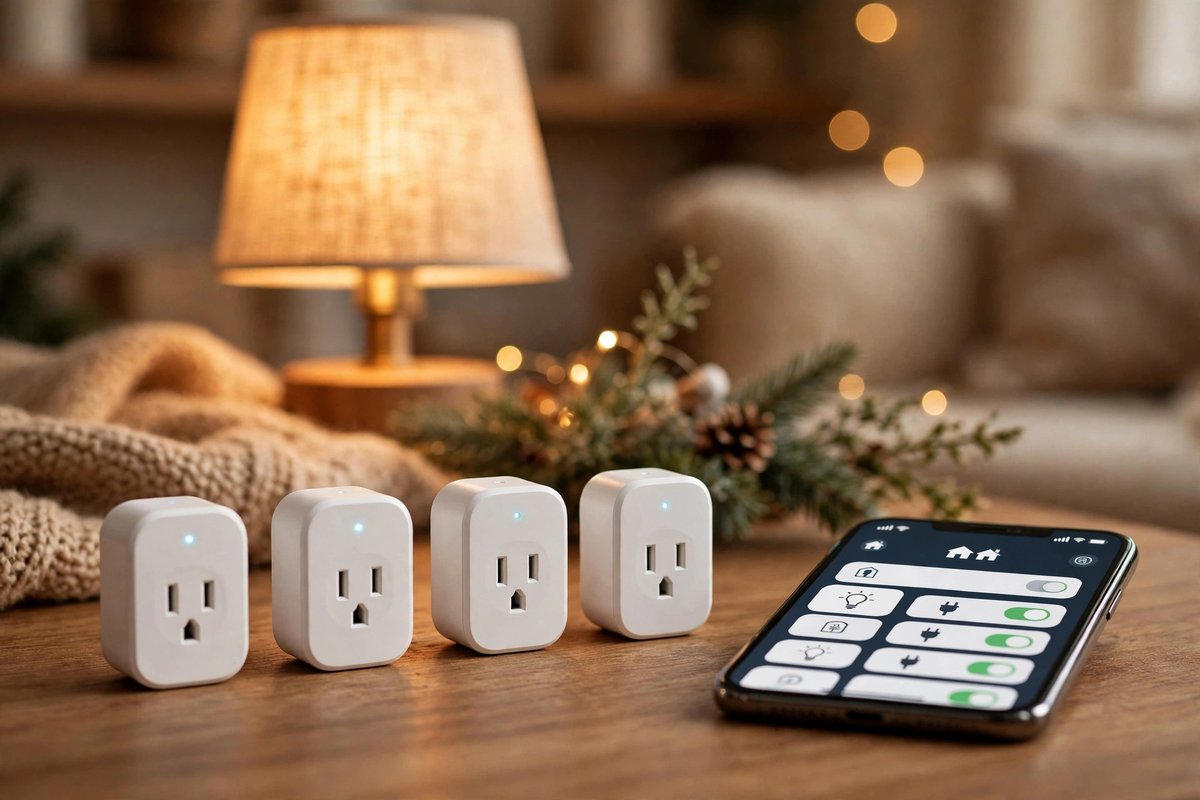 Kasa smart plugs with phone app and lamp