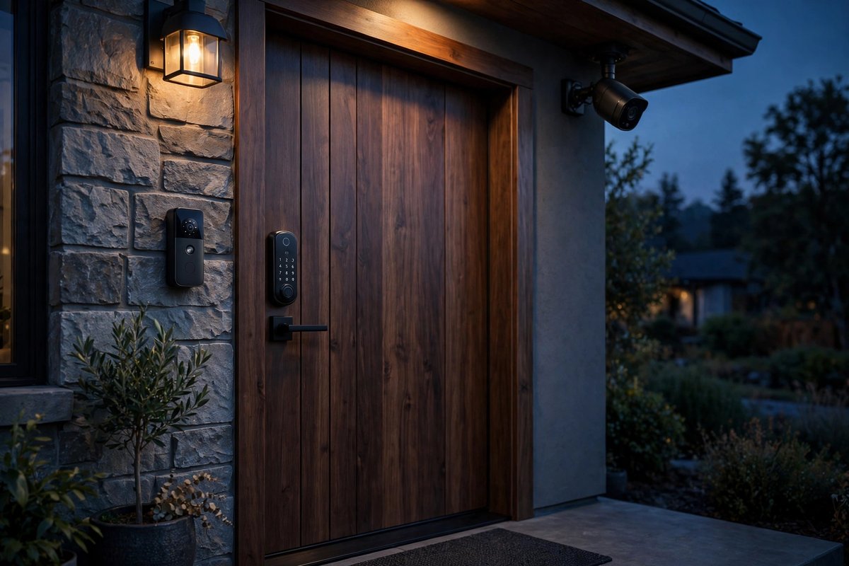 Smart home security at a front door