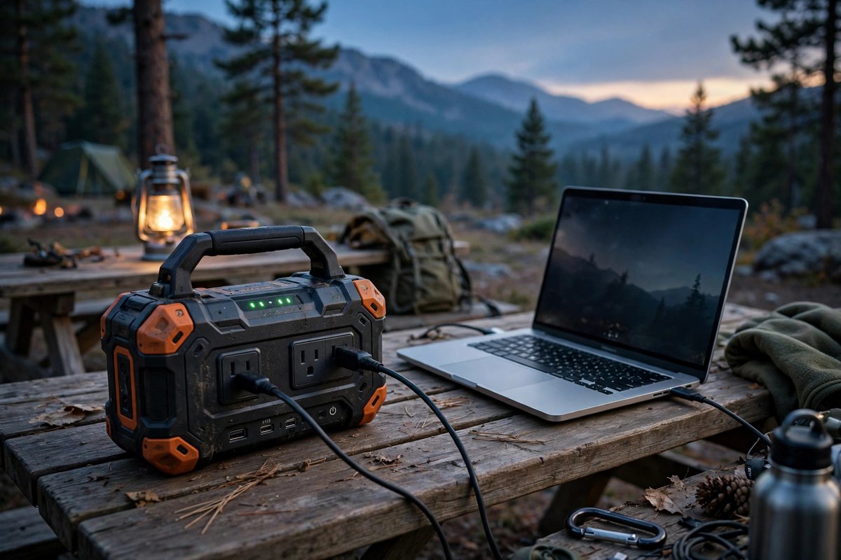 Solar panel and power bank charging campsite devices