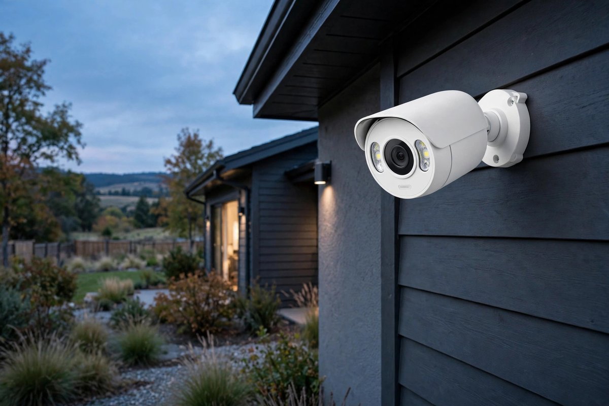 Biometric lock, security camera, and e-bike alarm protecting a home